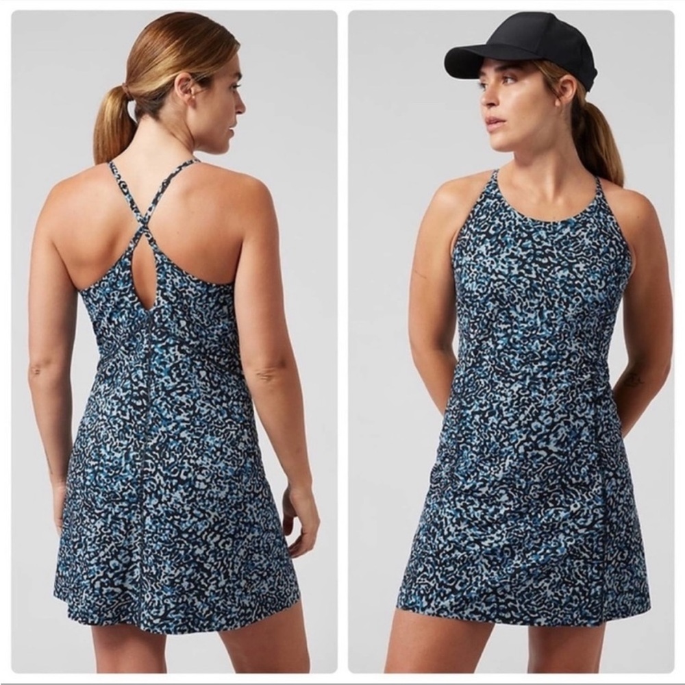 Athleta Infinity Blue Cloud Printed Mini Romper D… - image 1